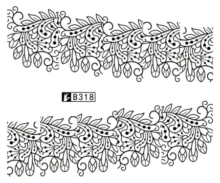 48 дизайнов, переводные наклейки для ногтей с цветами и водой, черная/белая Красивая фольга для обертывания, Переводные картинки, Временные татуировки, водяные знаки, B313-336