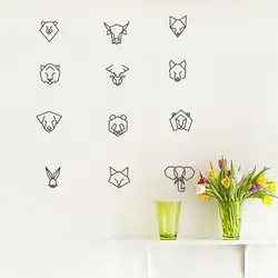 Различные минималистичные животные головы креативные настенные наклейки кролики собаки наклейки в виде слона для Детей Гостиная дома