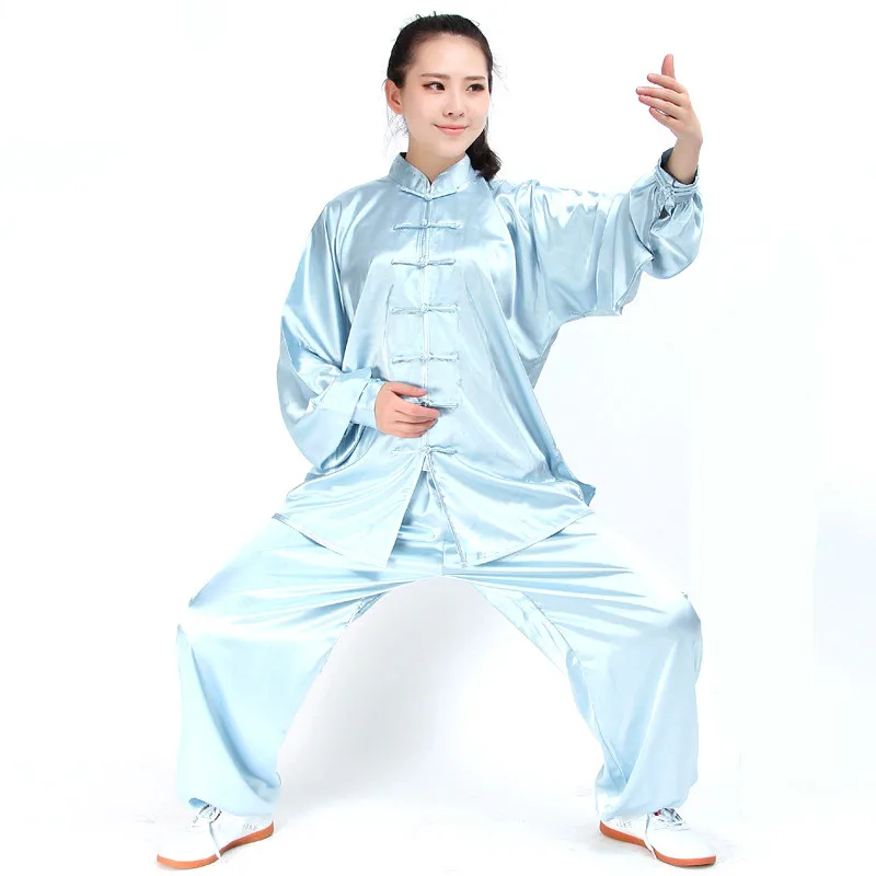 Cena Z długim rękawem tradycyjny południowokoreański materiał Rayon garnitur chiński kung fu Tai Chi jednolita wiosna jesienna koszula spodnie dla kobiet mężczyzn