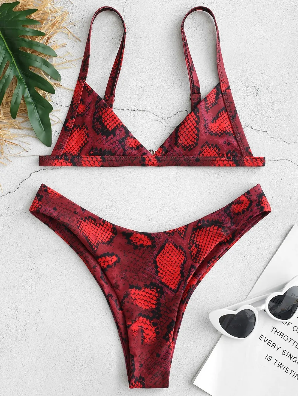 red snakeskin swimsuit