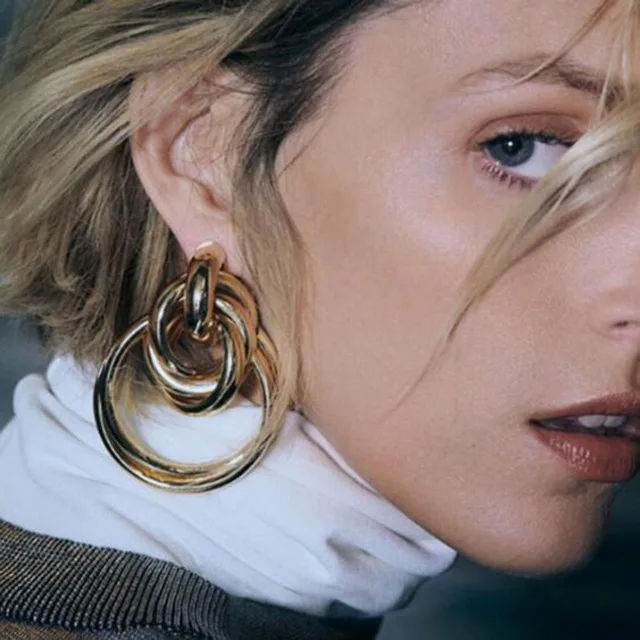 

ZA Fashion Metal Drop Dangle Earrings For Women Big Round Pendant Earrings Bohemian Girl Gifts Gold Color Jewelry Brincos 2018