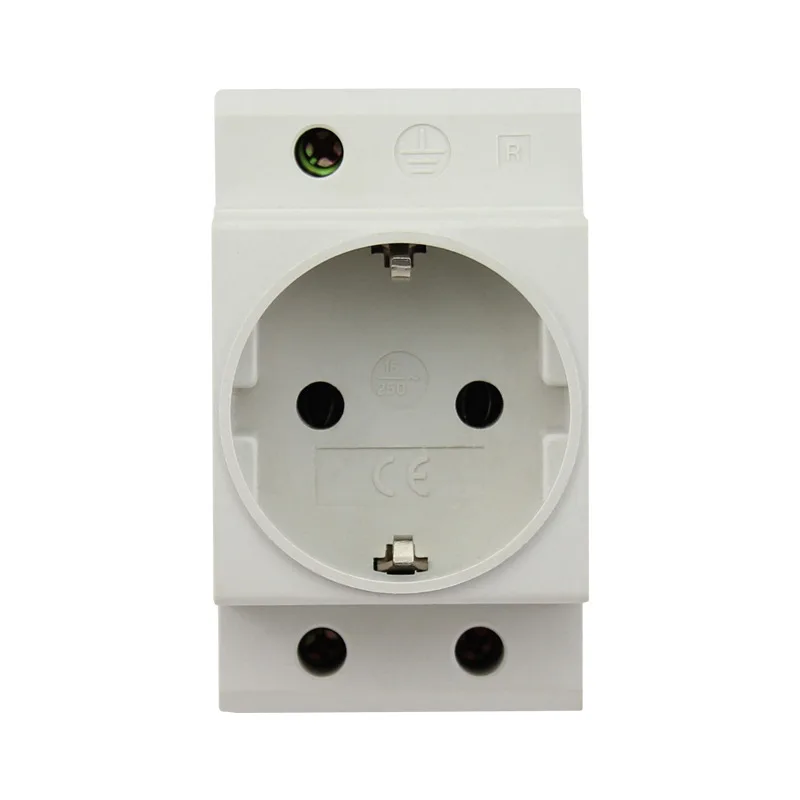 

German Plug Rail Socket Din Rail Mount Power Modular Socket 16A 250V 16A 2P+E Socket Connector EU Plug European Standard Type