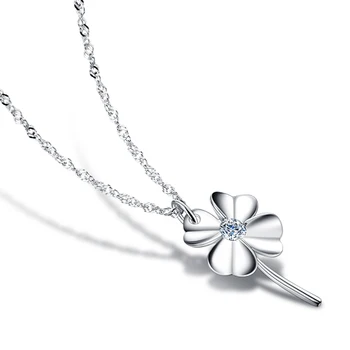

Solid silver beautiful clover pendant New fashion 925 sterling silver women necklace. Zircon pendant.Lucky silver jewellery.