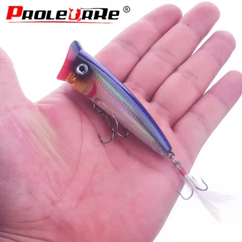 

Proleurre Topwater Popper Fishing lure Wobbler Feather hooks Bait 7.8cm 10.5g crankbait artificial bait poper pesca carp pike