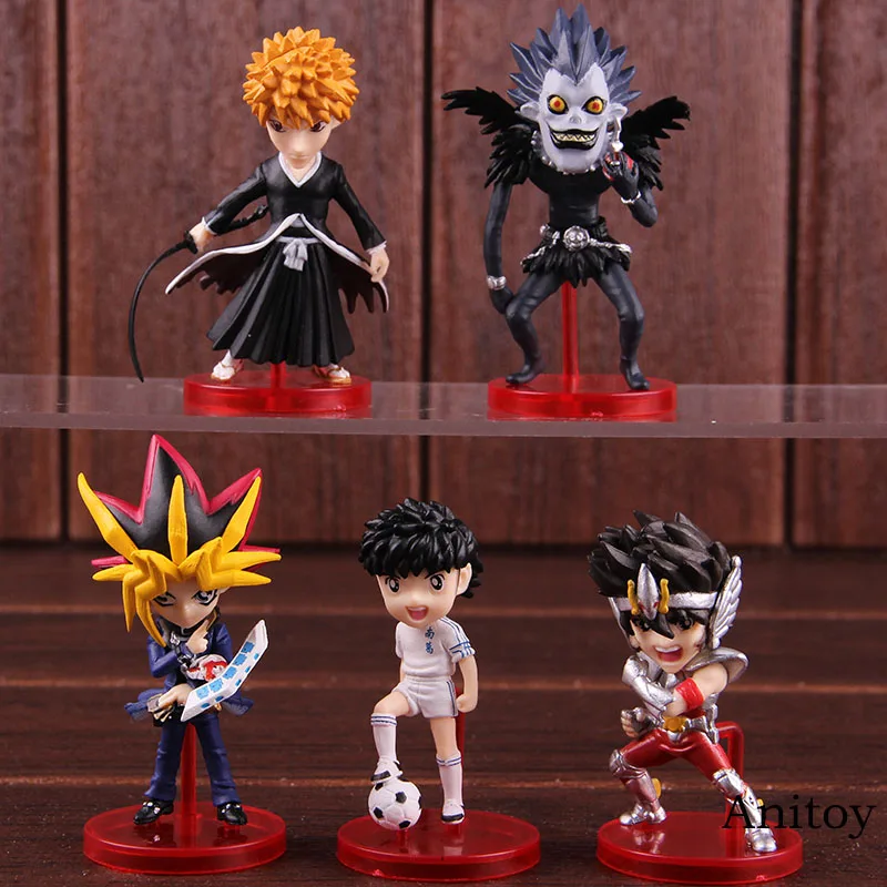 

Japanese Anime Saint Seiya Ozora Tsubasa Yugi Muto Ryuk Bleach Ichigo Kurosaki Figure Action PVC Collectible Model Toys 5pcs/set