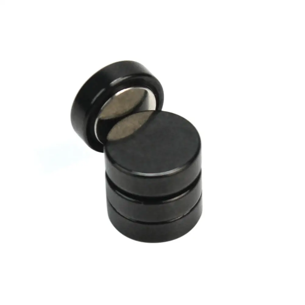 1 Pair Men Women 8mm Circle Round Clip On Stud Earrings Black