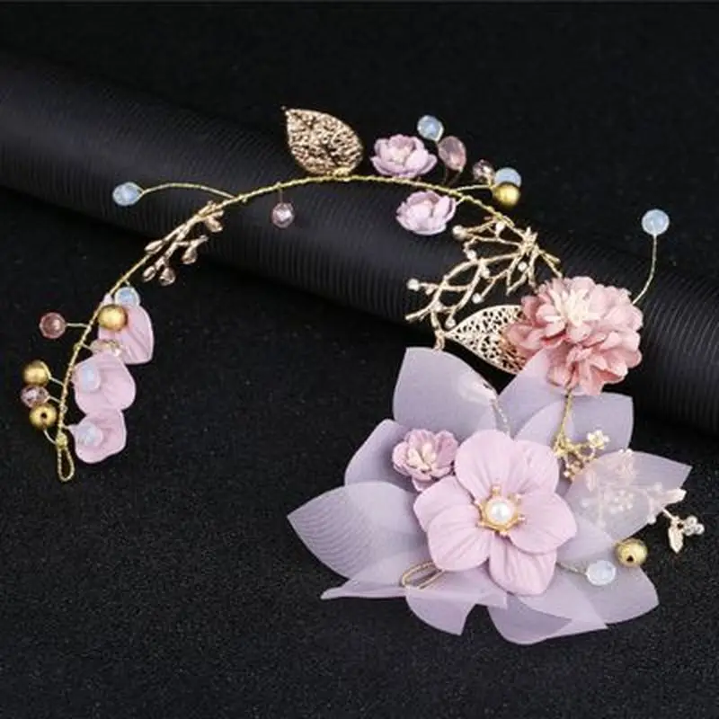 Buy Sweet Long Hair Flower Wedding Hair Ornaments Gold