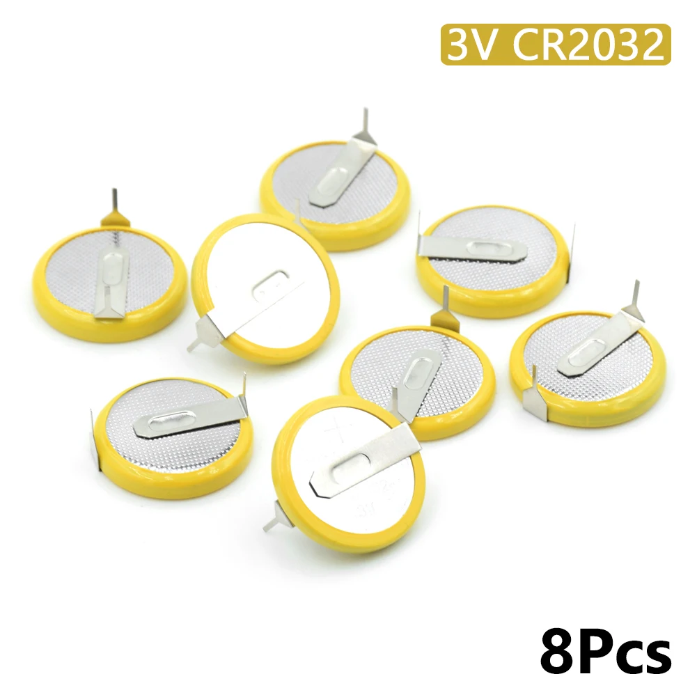 

8X 3v cr2032 button battery coin cell with 2 mounting pins/tabs single use For E-dictionary Medical Device