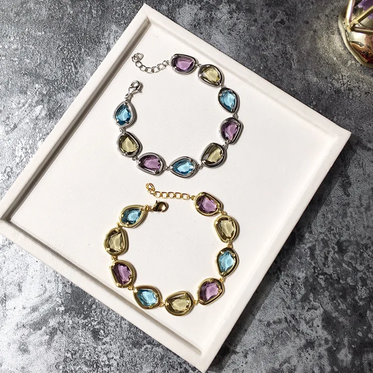 

ALLENCOCO AAA+ Quality Charms Vintage Bracelet Join Mixing 3 Colors Real Crystal Bracelet Bracelets For Women Fashion Jewelry