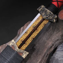 Chinese Han Dynasty Sword Fully Hand-made Damascus folded steel Full tang Red blade Sword Water Quenched &hand fine polished