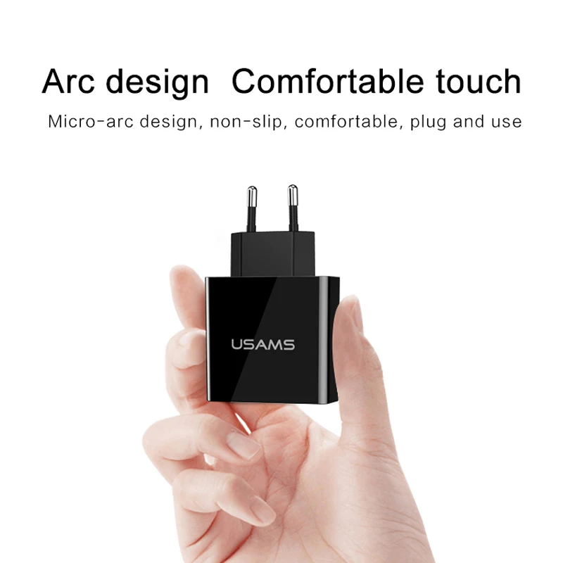 USAMS 1USB 2USB 3USB зарядное устройство для телефона с европейской вилкой светодиодный дисплей 3.4A Быстрая зарядка мобильное настенное зарядное устройство для iPhone iPad Samsung адаптер
