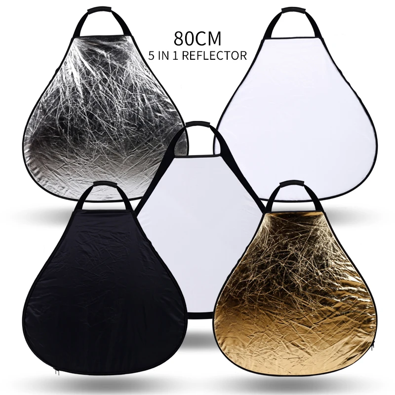 

Photography Photo Portable Grip Reflector 31.5inch/80cm 5in1 Triangle Collapsible Multi Disc Reflector with Handle