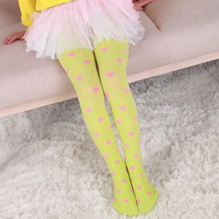 Модные детские леггинсы с принтом сердца яркие разноцветные колготки для девочек бархатные чулки BM88