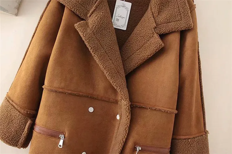 Высокое качество плюс размер 4XL осенне-зимнее пальто из овечьей шерсти женская верхняя одежда из замши утепленная Флокированная теплая куртка G520