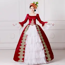 Викторианский костюм красный костюмы рококо готический Хэллоуин викторианский костюм платье женская одежда