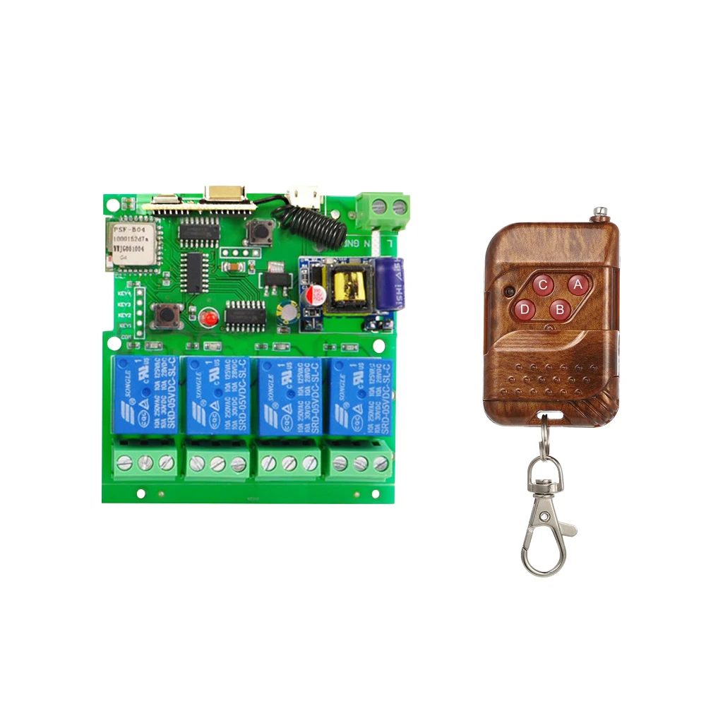 

Smart Remote Control Wireless Switch Universal Module 4ch DC 5V AC85-220V Wifi Switch With RF433MHz Remote Controller