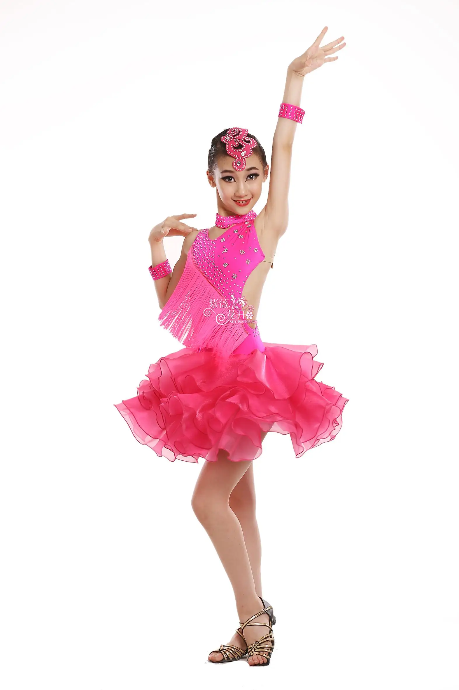 Настроить девушка Костюмы для латиноамериканских танцев Танцы платье профессиональные детей кисточкой блестками румба Samba Танго конкурс