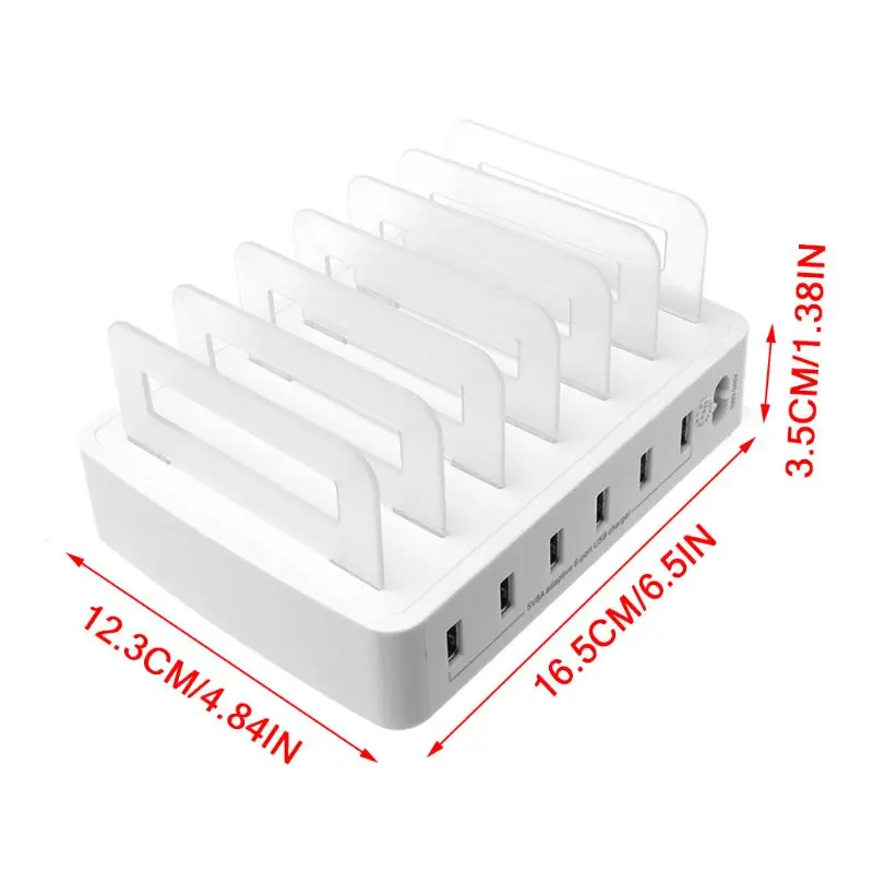 Смарт USB зарядное устройство Быстрая зарядная станция Док-станция 6 портов 2.4A мобильный телефон планшеты несколько Организатор устройств настольная подставка питания