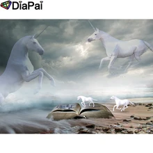 DIAPAI Алмазная картина "Единорог животных" вышивка крестом на заказ фото алмаз, вышивка квадратными круглыми настенный Декор для дома A25364