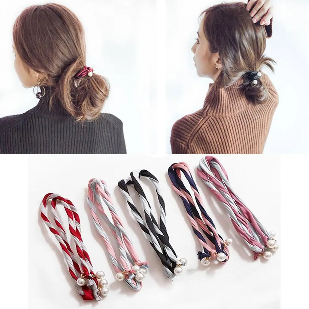 2 In 1 Cloth Fabric with Peal Headband Hair Rope Hair Accessories