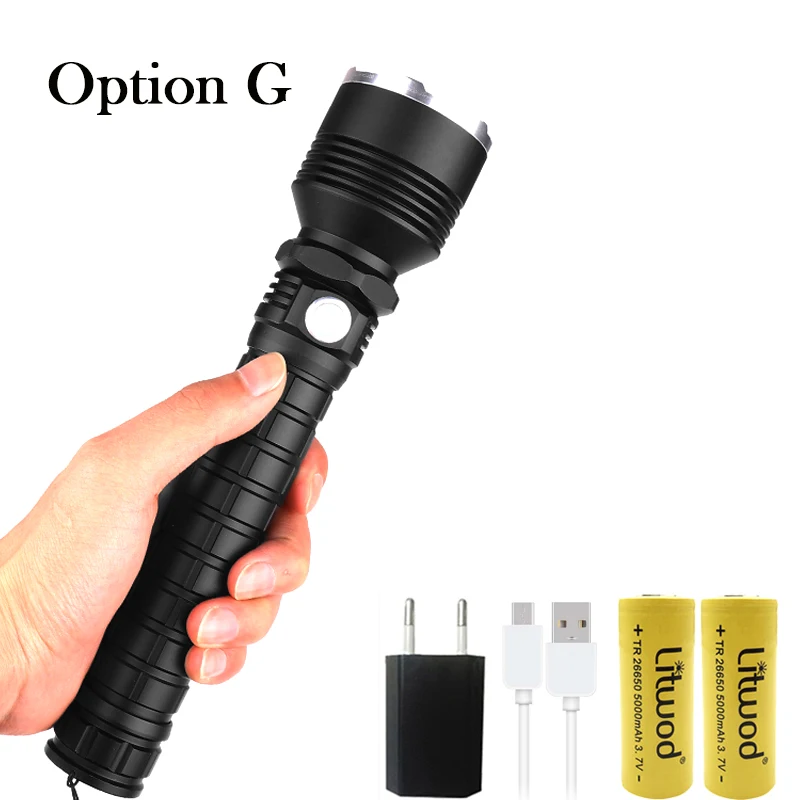 Litwod Z40 8000lm xhp70.2&xhp50 the most powerful led flashlight 26650 usb torch lantern 18650 hunting lamp hand light - Испускаемый цвет: Option G