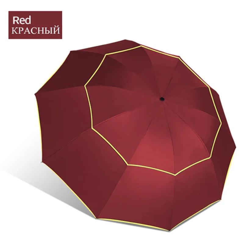 130 см двойной слой 3 складной большой зонтик дождь для женщин прочный Ветрозащитный Мужской зонтик для бизнеса Портативный Открытый Famliy Paraguas - Цвет: Red