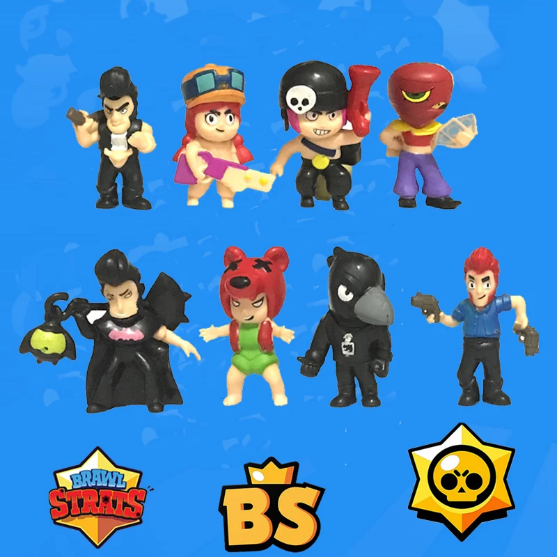

8pcs/lot Brawl Stars Action Figure toys Shelly Colt Jessie Brawl Stars Acrylic Model Toys for boy girl christmas gift
