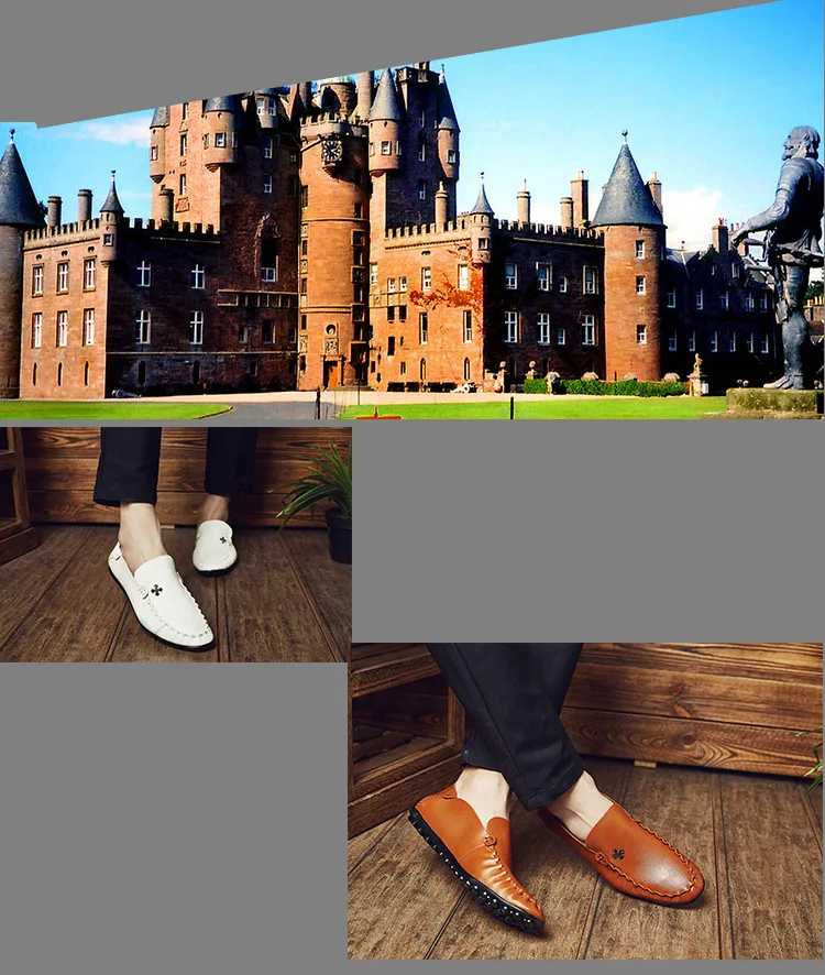 Обувь мужские лоферы Мягкие Мокасины высокое качество сезон: весна–лето кожаные туфли Для мужчин белый чёрный; коричневый Туфли без