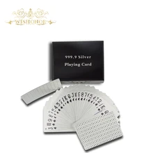 Рекламная Мозаика Стиль 24 K серебряные игральные карты, пользовательские игральные карты с рисунком с деревянной коробкой для горячей продажи