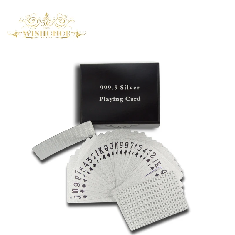 

2017 Promotional Mosaic Style 24K Silver Playing Cards, Custom Printed Playing Cards With Wooden Box For Hot sales