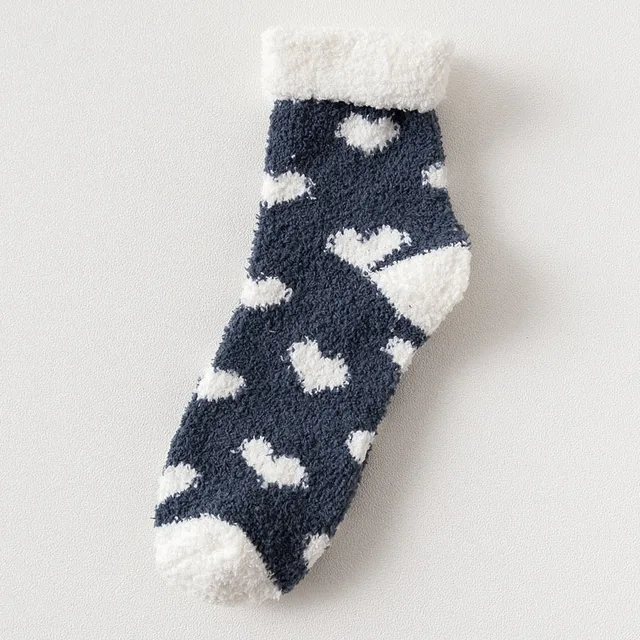 Candy Warm Lady Heart Cute Winter Kawaii Thick Casual Women Socks Fuzzy Fluffy Terry Warm Socks Short Cute Cotton Socks Female love black