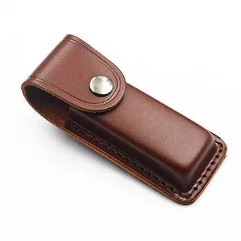 

5" Hot Cowhide Leather Sheath Pocket Folding Knife Multi Tool Case Pouch New YLM9780