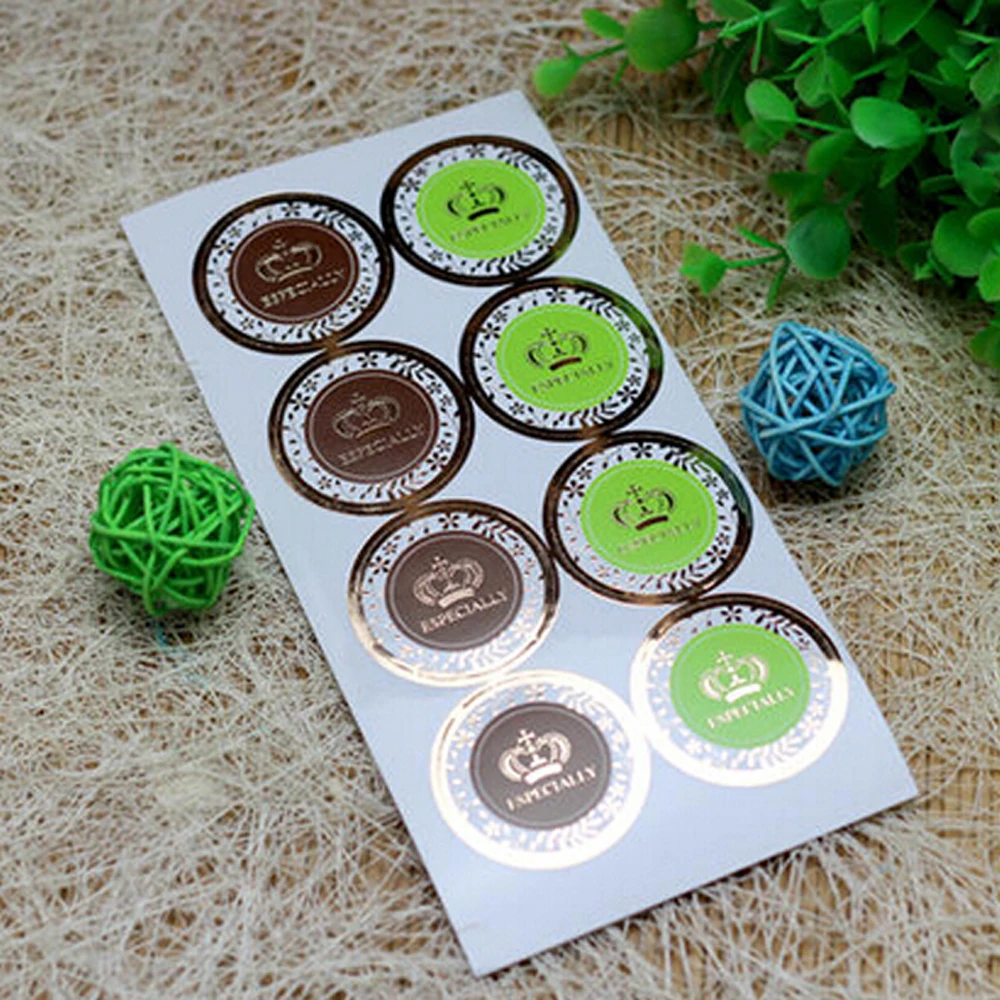 

120pcs Golden Crown Transparent Food Tag Section Seal Label Package Bakery Chocolate Cookies Cake Adhesive Scrapbooking Stickers
