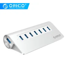 ORICO M3H7-SV 7 Порты и разъёмы USB 3,0 концентратор хорошее качество с высоким уровнем Скорость Алюминий с Vl812 Чипсет для Mac book Pro-Серебристый