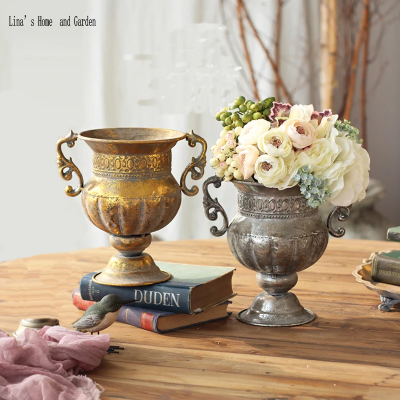 handmade antique vintage retro metal craft decorative vases (2)
