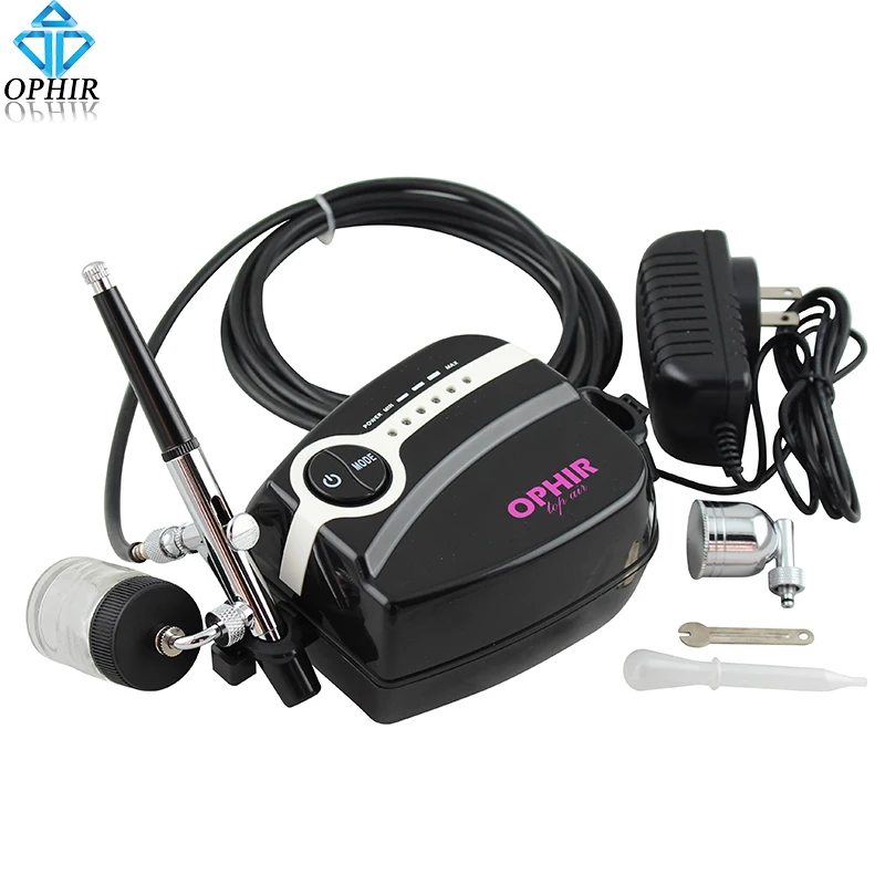  OPHIR Portable 0.3mm Airbrush Kit with 5 Adjustable Mini Air Compressor for Hobby Art Paint Model A