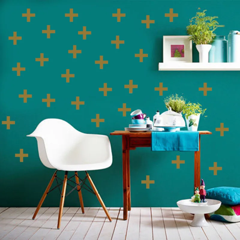 32pcs 7*7 Cross Shaped Vinyl Small Wall Sticker Removable DIY Art Decal