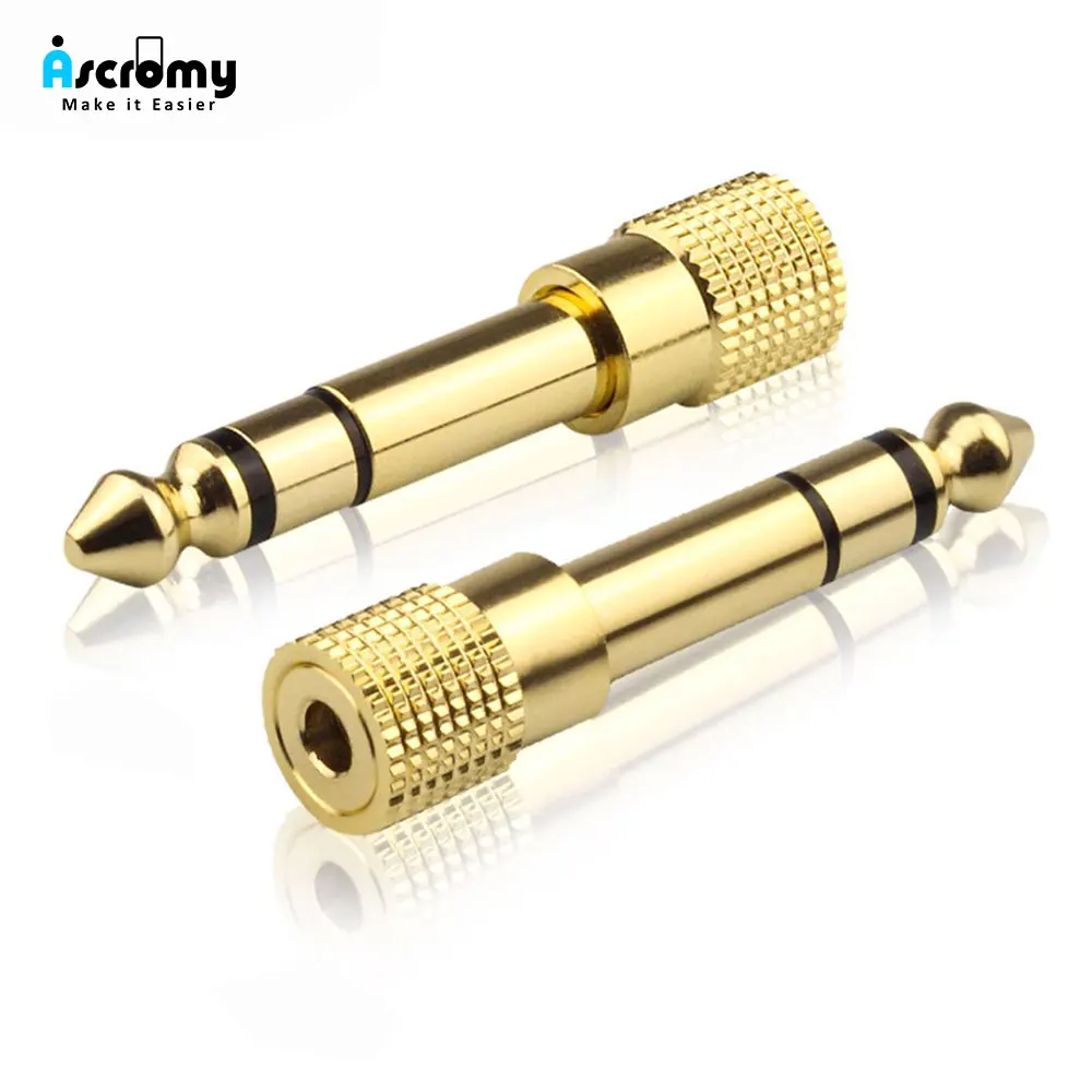 Ascromy 6 5 мм 1/4 &quotштекер 3 1/8&quot Женский Разъем Jack стерео наушники золотой аудио