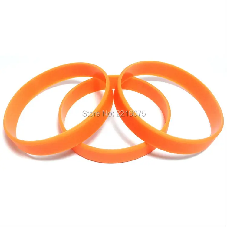 100pcs Orange silicone wristband rubber bracelets free shippingin Cuff