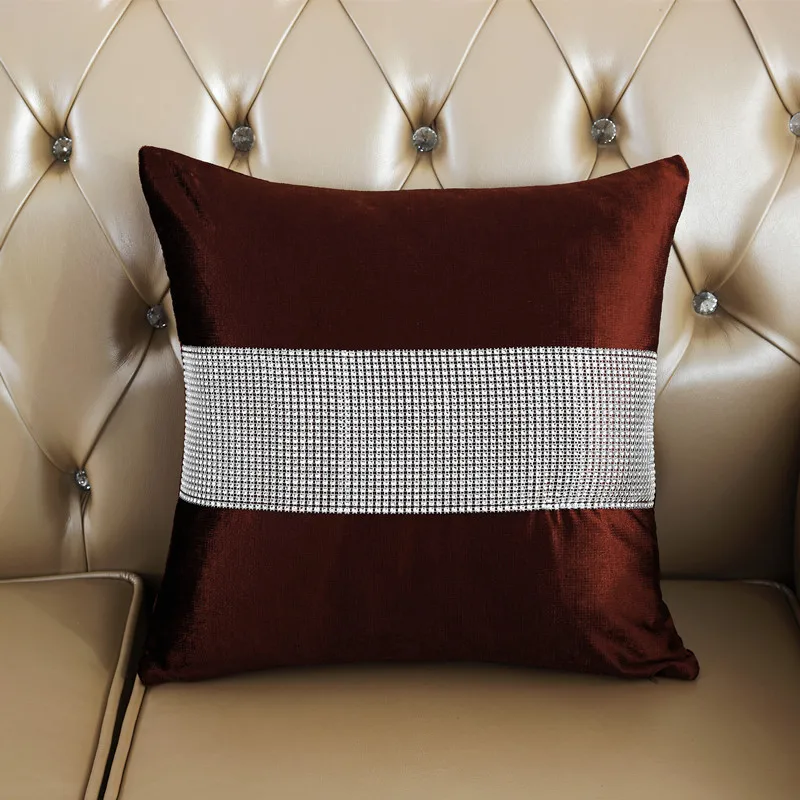 Бархатная ткань подушка с геометрическим узором(алмаз) подушка сияющая декоративная подушка для дома декоративные подушки 45X45 см - Цвет: Brown