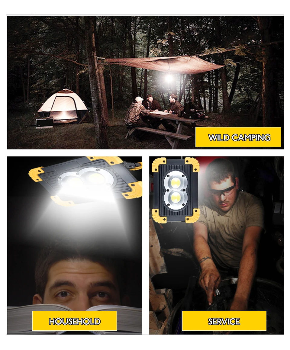20W Portable Lantern Light USB RechargeableBattery Powered COB Floodlight Outdoor Camping Lawn Work Lamp Lantern LED Worklight (2)