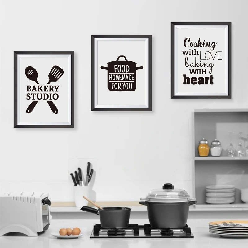 3 Pieces Canvas Paintings Of Cooking With Love Kitchen Quote Wall Art Prints For Kitchen Room Decoration Canvas Painting 3 Piecepaintings With Quotes Aliexpress
