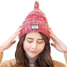 Новая зимняя шапка женская мохер шерстяная Осенняя шапка и зимний теплый вязаный шляпа милые наушники Мода Кепки для Для женщин ACI113