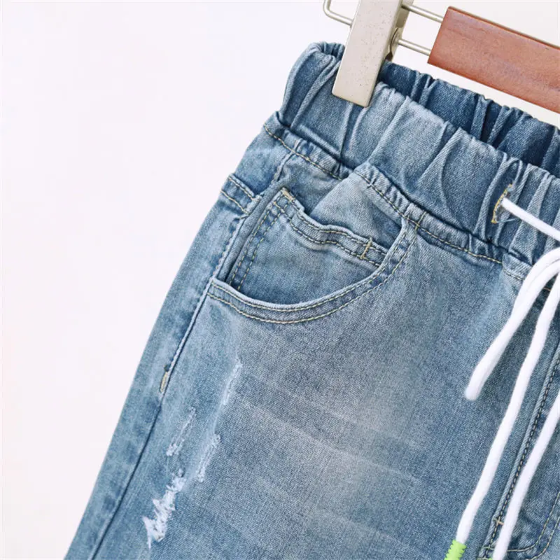 Vintage Jeans Women With High Waist Harem Pants Plus Size 5XL Mom Jeans Elastic Loose Streetwear Boyfriend Jeans For Women Q1184