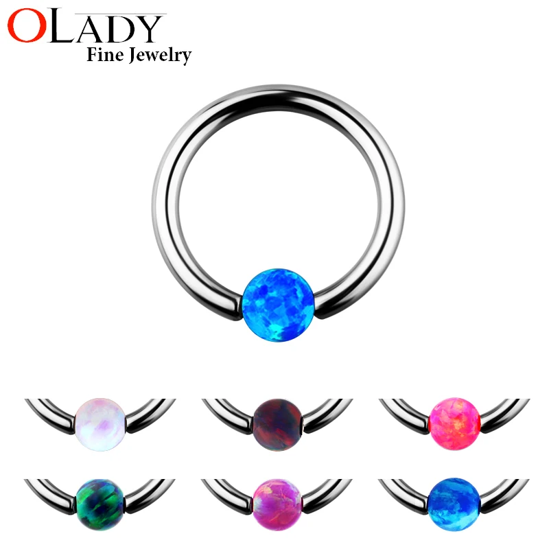

Septum Piercing Opal Stone Closure [100% Titanium] Nipple Lip Tragus Eyebrow Earring Nose Rings Body Jewelry