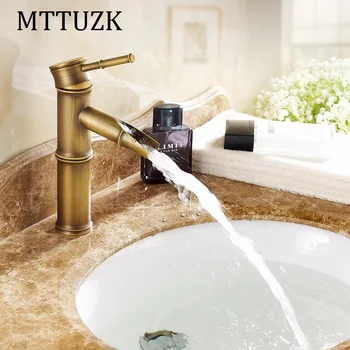 

MTTUZK antique brass basin faucet bathroom faucet hot and cold mixer tap Bamboo festival Faucet deck mounted single handle taps