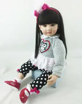 

24inch Handmade Silicone vinyl princess Lifelike bebe toddler Baby Bonecas girl kid bebe doll reborn menina birthday Xmas doll