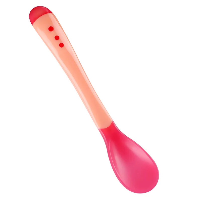 fast-shop 3pcs Small Toddlers Utensils Plastic Baby Spoons Infant Feeding Tool Heat Sensitive Kids Tableware Useful and Durable