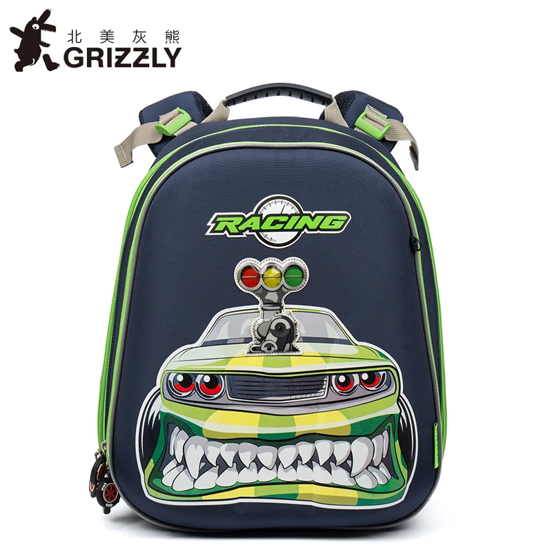 

GRIZZLY Kids Bags Children Schoolbags for Boys Orthopedic&Waterproof Zipper Backpacks Primary School Bags for Grade 1-4