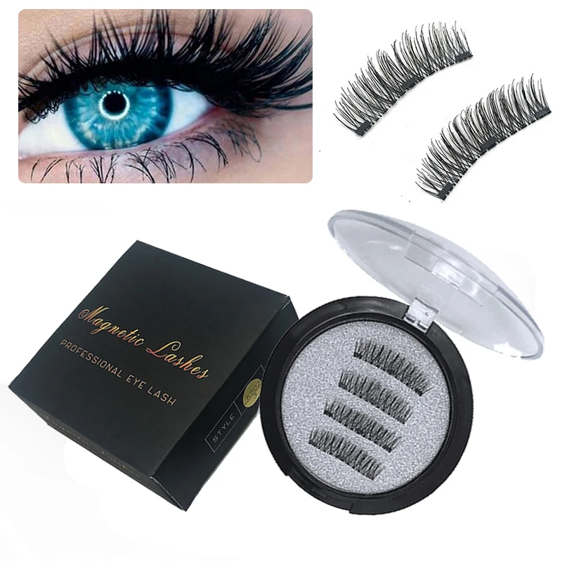 

3D Magnetic Eyelashes With 3 Magnets Magnetic Lashes Natural False Eyelashes magnet Lashes Cross Reusable faux cils magnetique